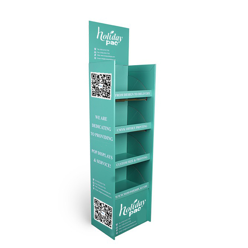 Holidaypacfactory custom POS POP cardboard display stands side support view