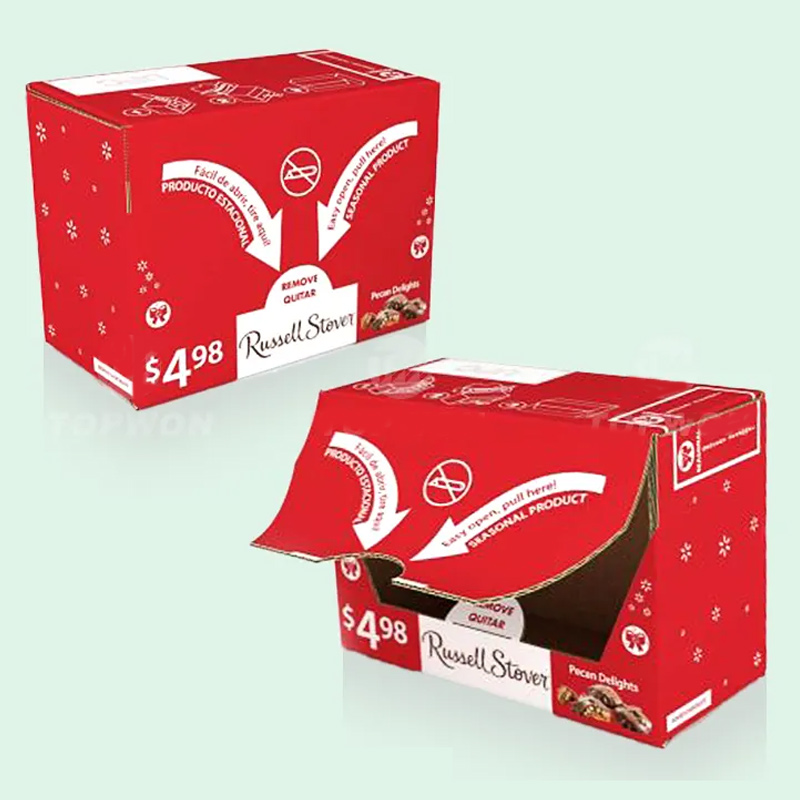 Holidaypacfactory custom retail corrugated tear away display box side support view