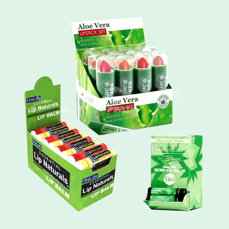 Holidaypacfactory custom cardboard cosmetic lip balm display box main display view