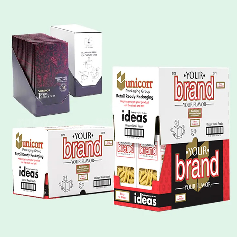 Holidaypacfactory kraft paperboard counter top display box side support view