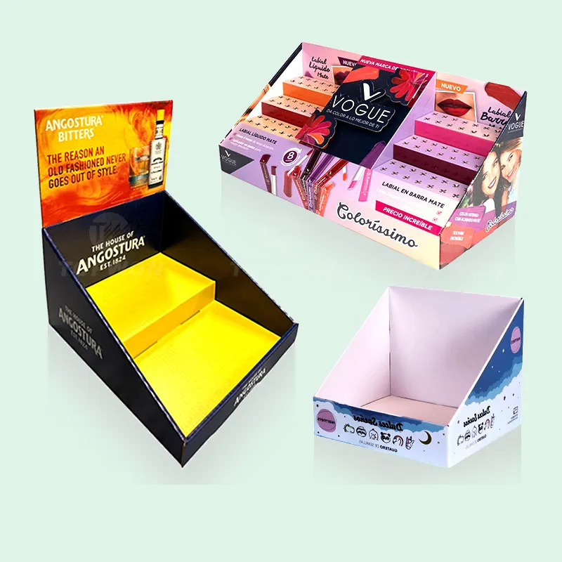 Holidaypacfactory corrugated folding lipstick paper display boxes retail setup view