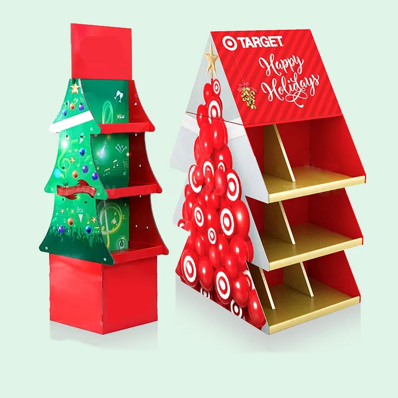 Holidaypacfactory round christmas tree cardboard floor display product display view