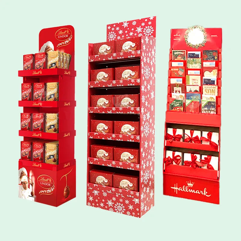Holidaypacfactory corrugated FSDU with compartments for Christmas cards main display view
