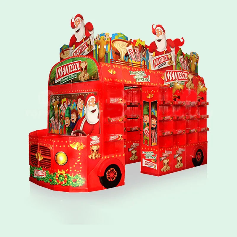 Holidaypacfactory corrugated FSDU with compartments for Christmas cards retail setup view