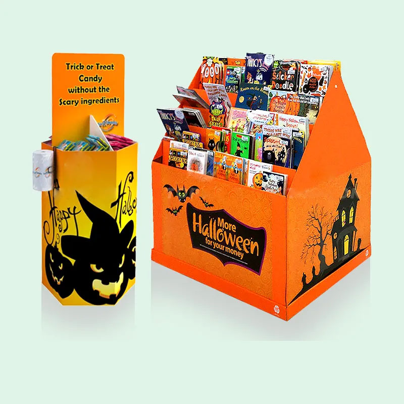 Holidaypacfactory custom halloween cardboard retail display rack side support view