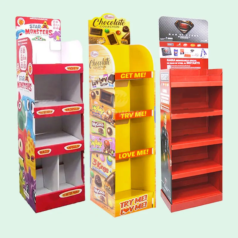 Holidaypacfactory custom supermarket cardboard floor display stand retail setup view