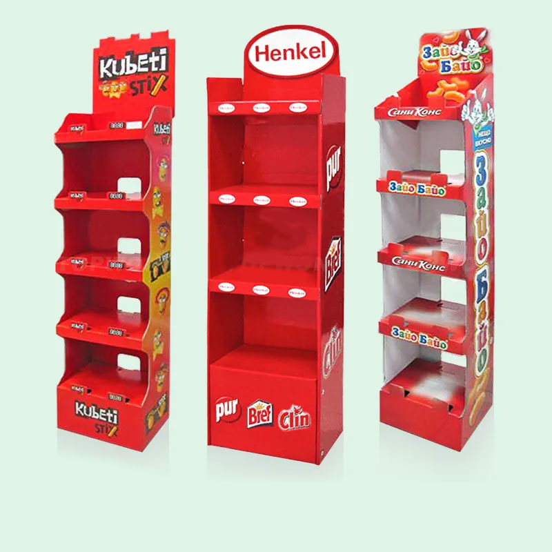 Holidaypacfactory custom supermarket cardboard floor display stand side support view