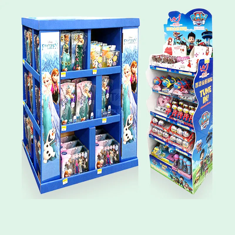 Holidaypacfactory custom toys corrugated POP floor display rack side support view