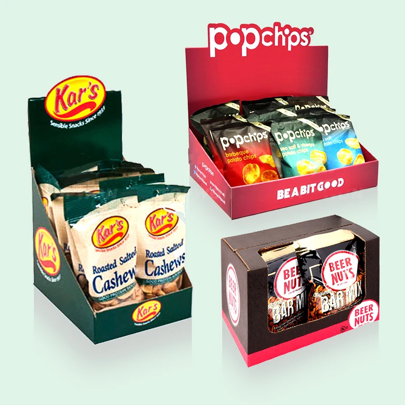 Holidaypacfactory cardboard counter display box with attached header retail setup view