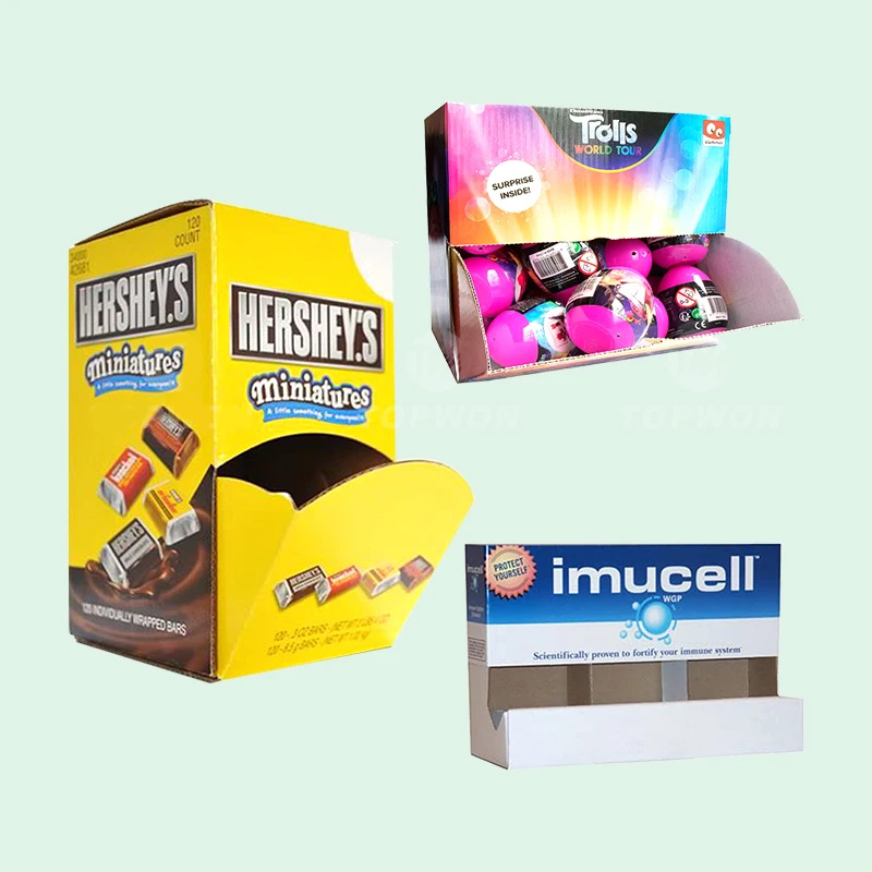 Holidaypacfactory low cost corrugated gravity feed display box product display view