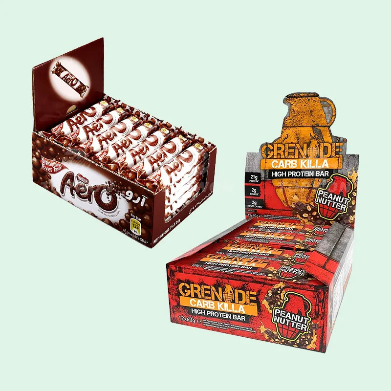 Holidaypacfactory shelf ready protein bar display box main display view