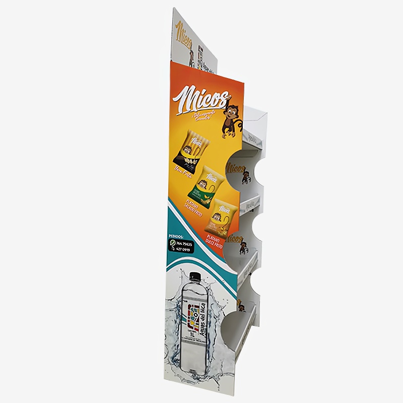 Holidaypacfactory custom potato chips cardboard floor display rack retail setup view