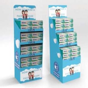 Cardboard Pharmacy Disposable Face-Mask Custom Printing Logo Easy Tier Display Rack