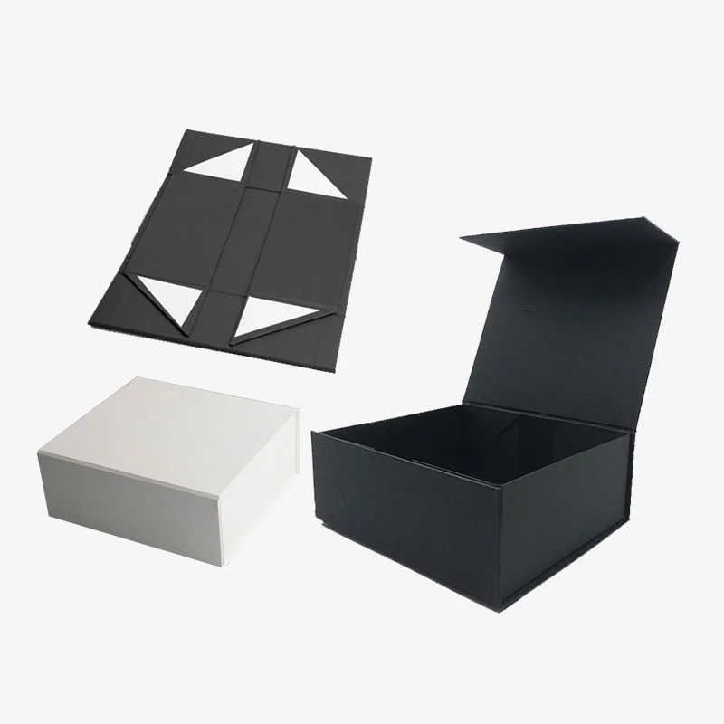 Holidaypacfactory black folding magnetic gift box packaging opening view