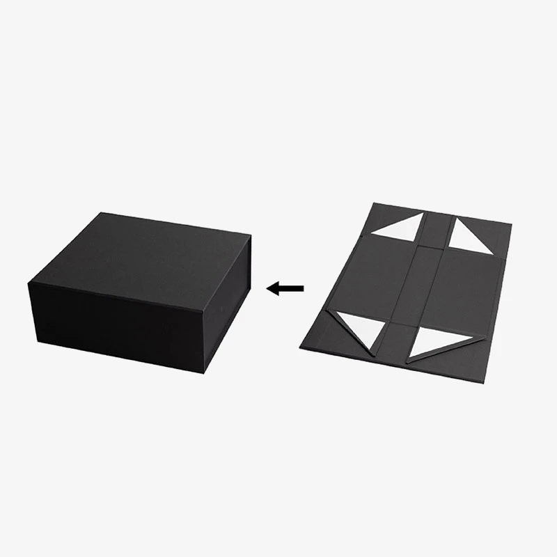 Holidaypacfactory black folding magnetic gift box packaging structure detail