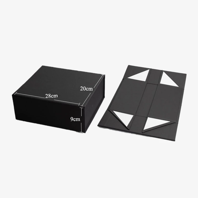 Holidaypacfactory black folding magnetic gift box packaging finish detail