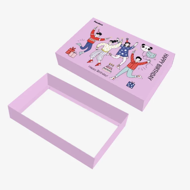 Custom Logo Pink Square Slide Drawer Gift Box For Birthday