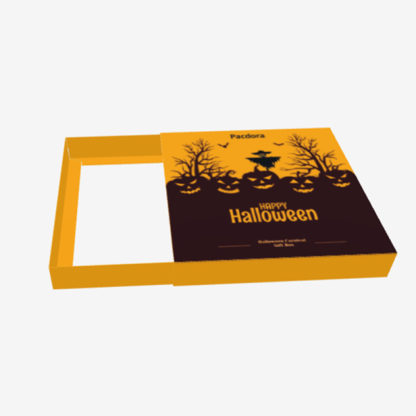 Custom Logo Yellow Square Slide Drawer Gift Box For Halloween
