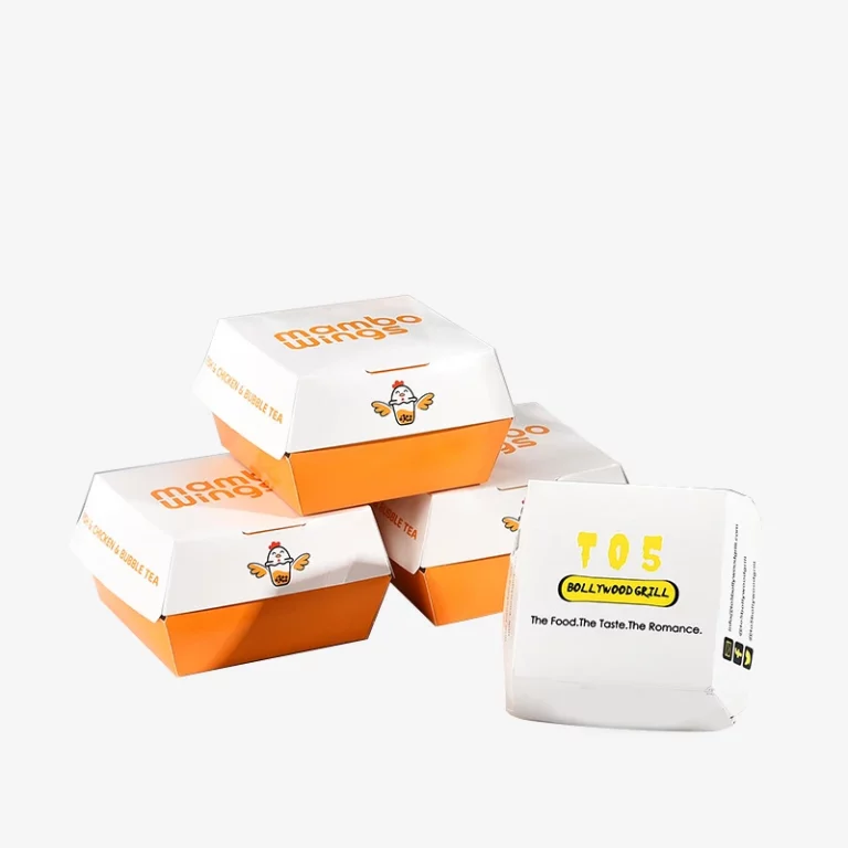 Flap Compostable Fast Food Packaging Hamberger Box