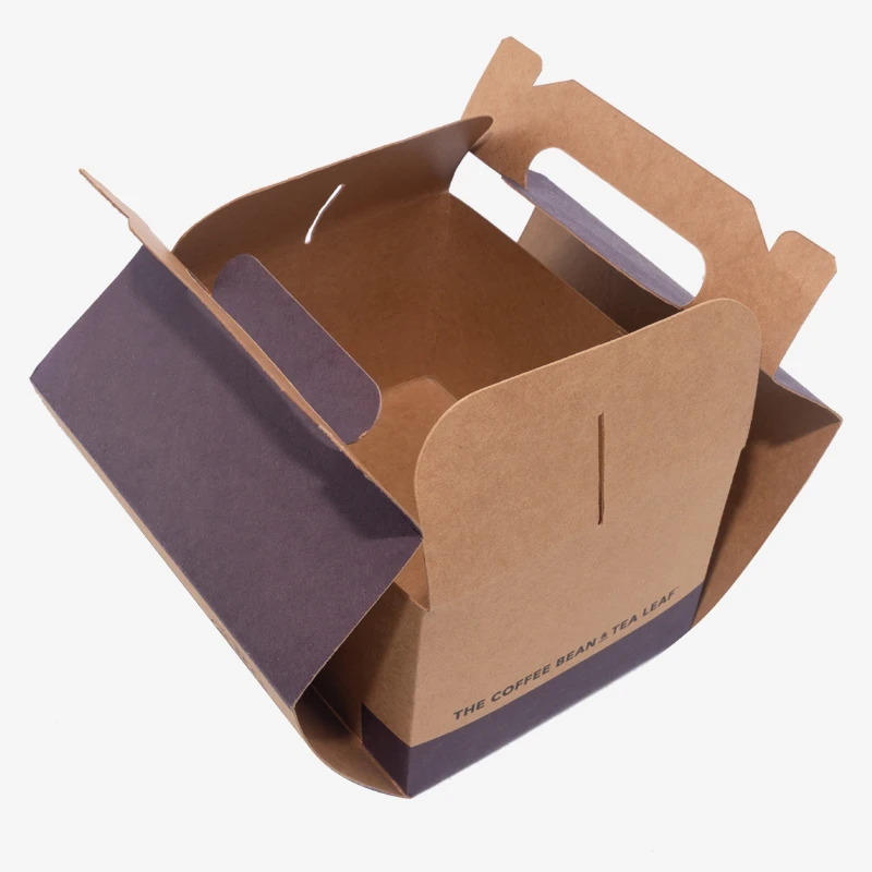 Holidaypacfactory folding kraft handle bakery packaging box opening view