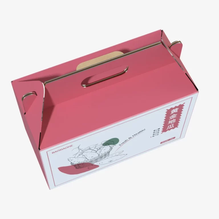 Food Grade Recycled Corrugated Packaging Paper Box With Handle For Sweet Potato