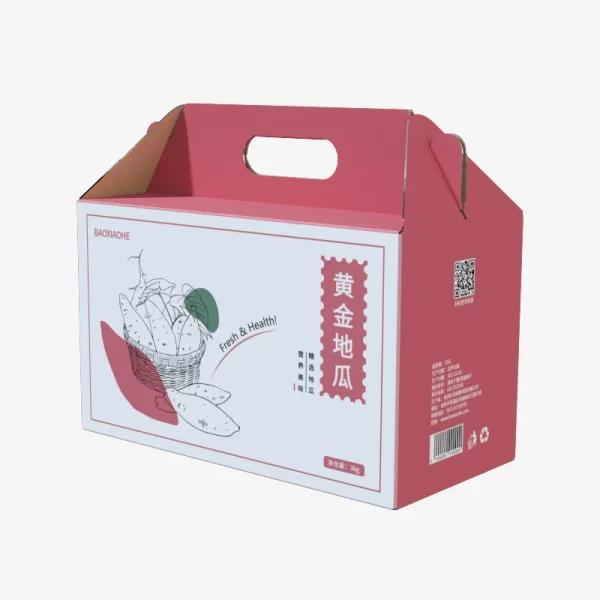 Food Grade Recycled Corrugated Packaging Paper Box With Handle For Sweet Potato 3