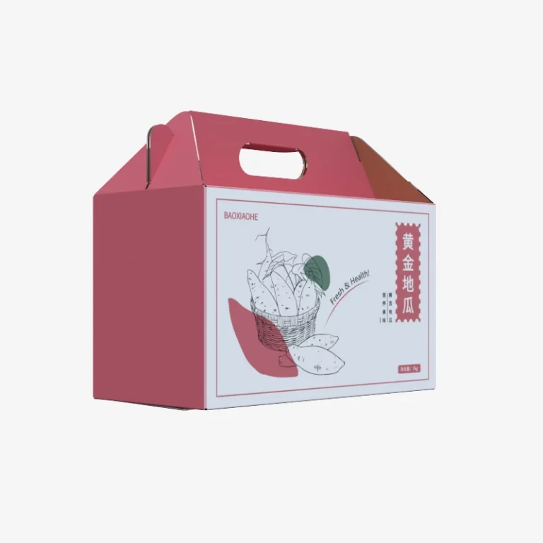 Food Grade Recycled Corrugated Packaging Paper Box With Handle For Sweet Potato