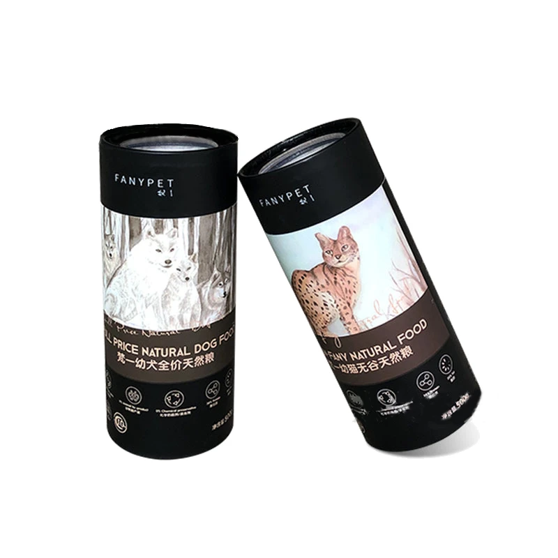 Holidaypacfactory pet food supplement cardboard canister tube packaging