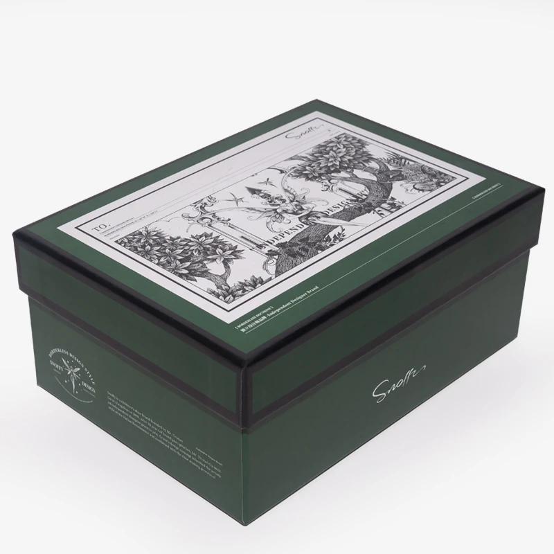 Holidaypacfactory dark green lift off lid gift box packaging structure detail
