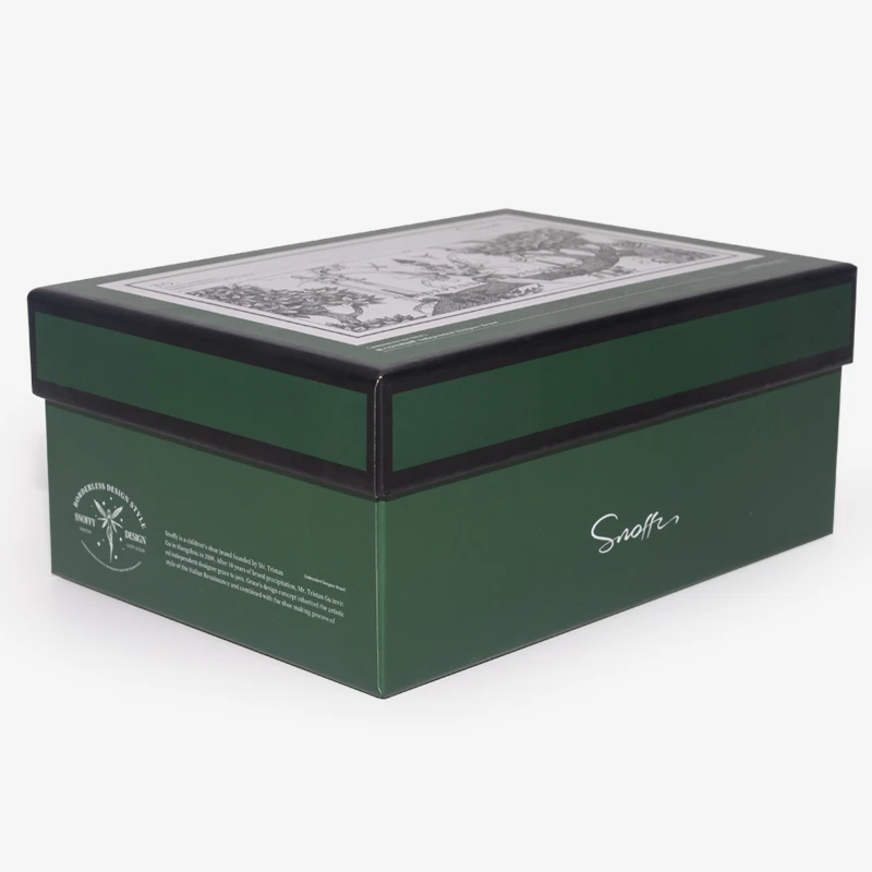 Holidaypacfactory dark green lift off lid gift box packaging finish detail