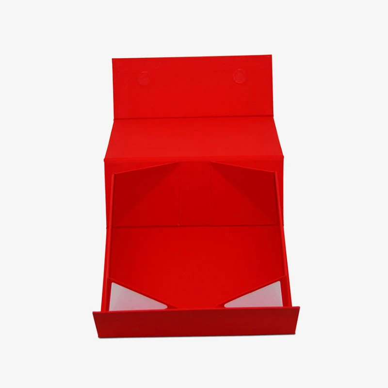 Holidaypacfactory red foldable magnetic gift box packaging opening view