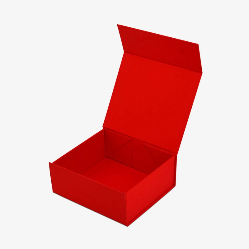Holidaypacfactory red foldable magnetic gift box packaging structure detail