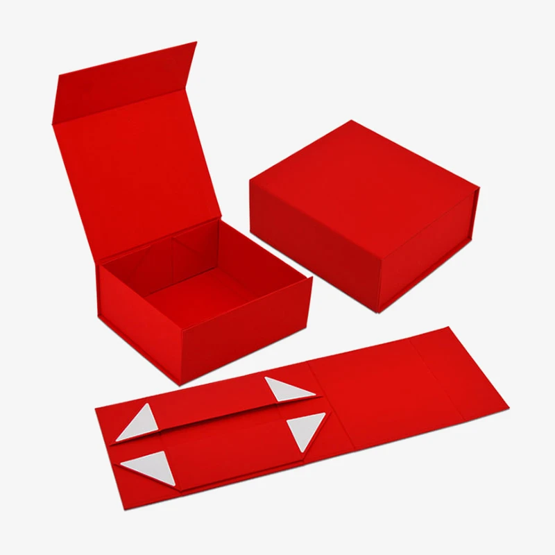 Holidaypacfactory red foldable magnetic gift box packaging finish detail