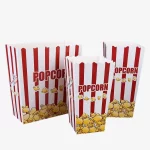 Red White Stripes Design Disposable Popcorn Boxes