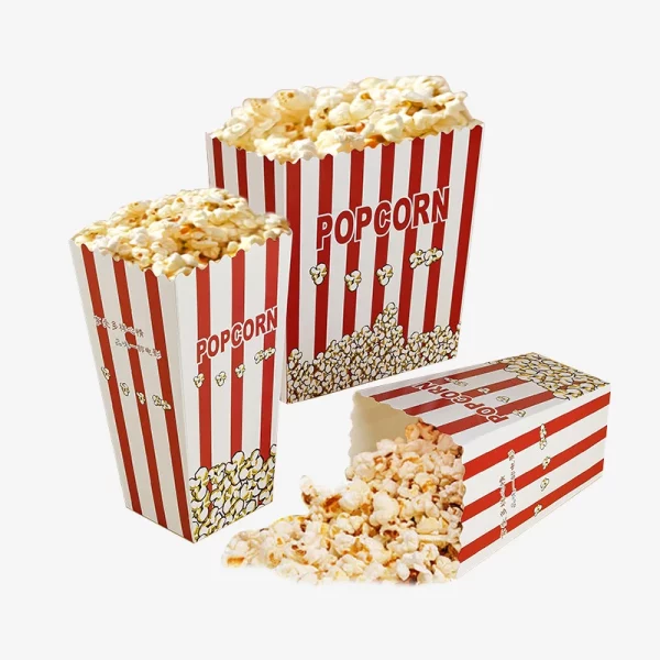 Red White Stripes Design Disposable Popcorn Boxes 2