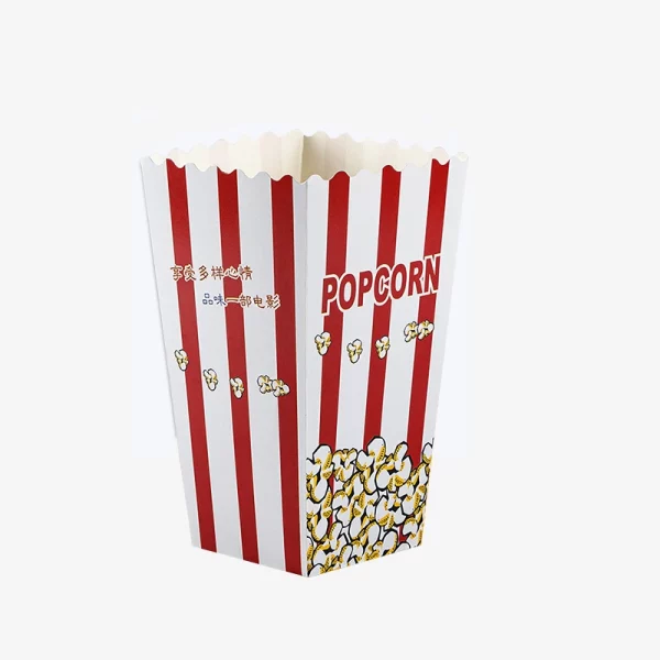 Red White Stripes Design Disposable Popcorn Boxes 4