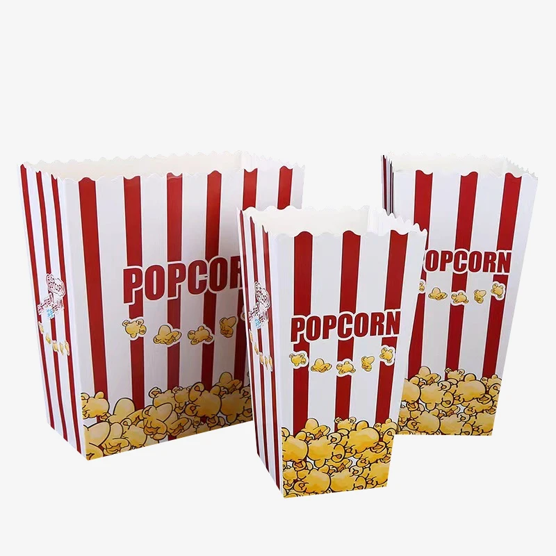 Red and White Stripes Disposable Popcorn Boxes - Holidaypac Factory