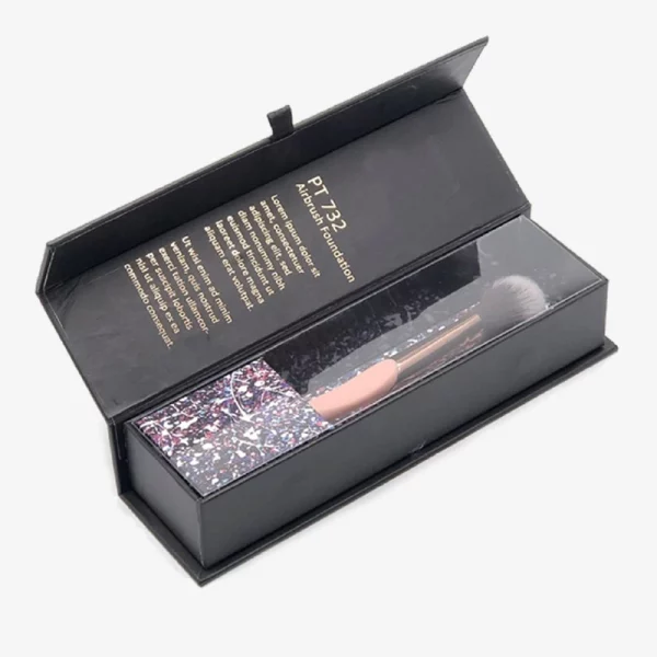 Black Magnetic Flap Packing Box For Cosmetic Tool 1
