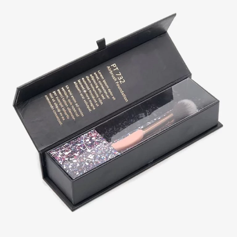 Black Magnetic Flap Packing Box For Cosmetic Tool