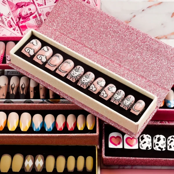 Clamshell Cardboard Box For Cosmetic Press-on Nails