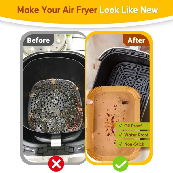 Rectangle Nonporous And Oil-proof Air Fryer Paper Liner 3