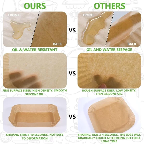 Rectangle Nonporous And Oil-proof Air Fryer Paper Liner 4