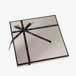 Simple Beige Square Top And Bottom Cover Scarf Box With Bow 1