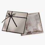 Simple Beige Square Top And Bottom Cover Scarf Box With Bow