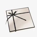 Simple Beige Square Top And Bottom Cover Scarf Box With Bow 2