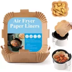Square Oil-proof Air Fryer Liner With Hanging Ear 1