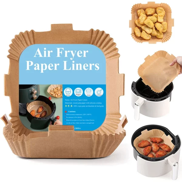 Square Oil-proof Air Fryer Liner With Hanging Ear 1