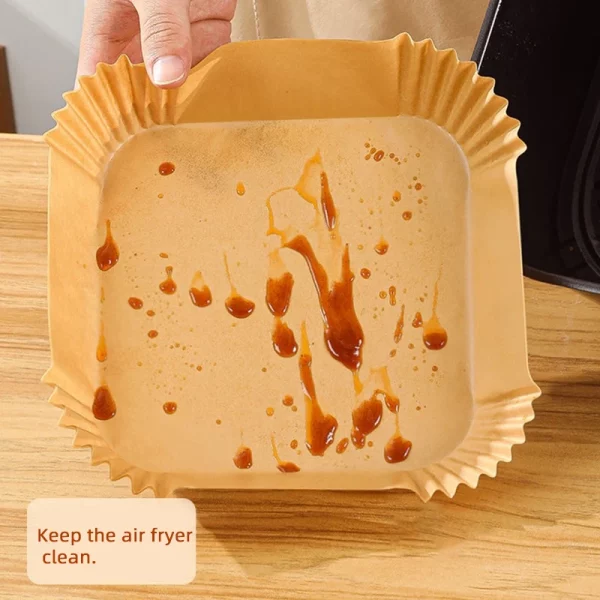 Square Non-stick Air Fryer Liner With Parchment Paper 3
