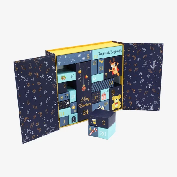 Two Flaps Calendar Christmas Gift Box With Ribbon 3