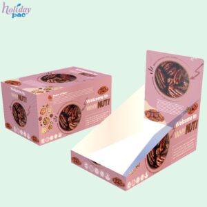 Custom Shelf Ready Packaging with Tear Top & Tuck In Lid for Nut Pouches 1